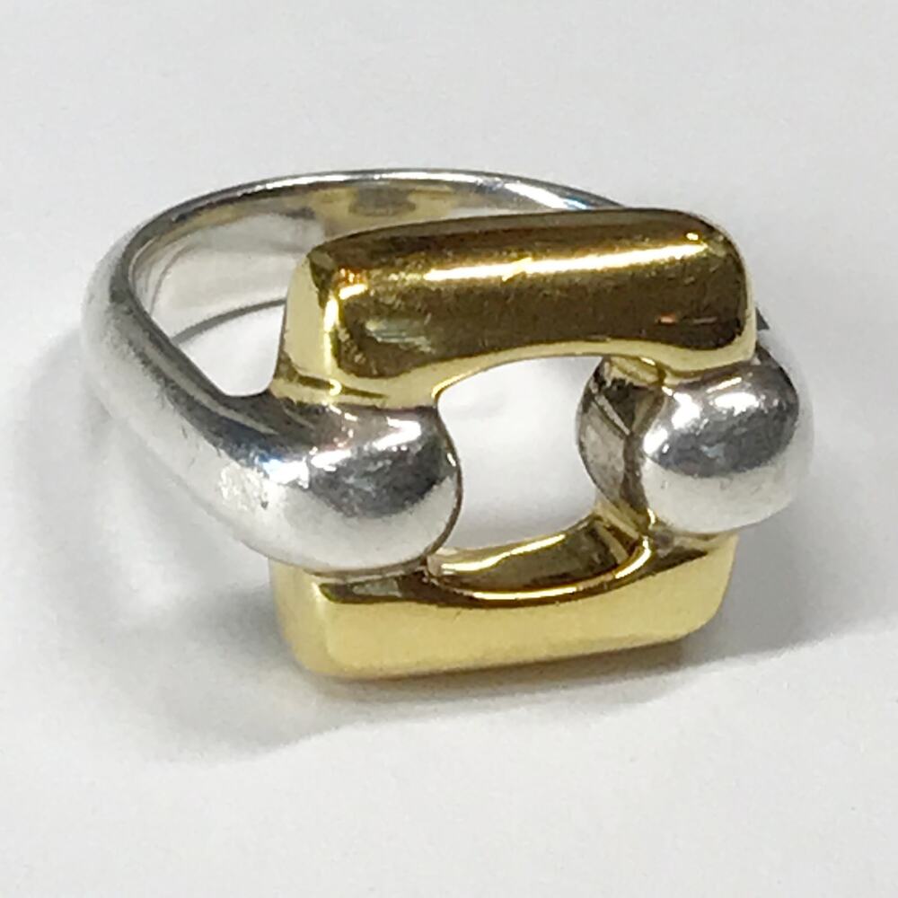 VTG Tane Mexico Two Tone Gold Plate Sterling Silver Modernist Puffy Chunky Ring - Picture 14 of 16